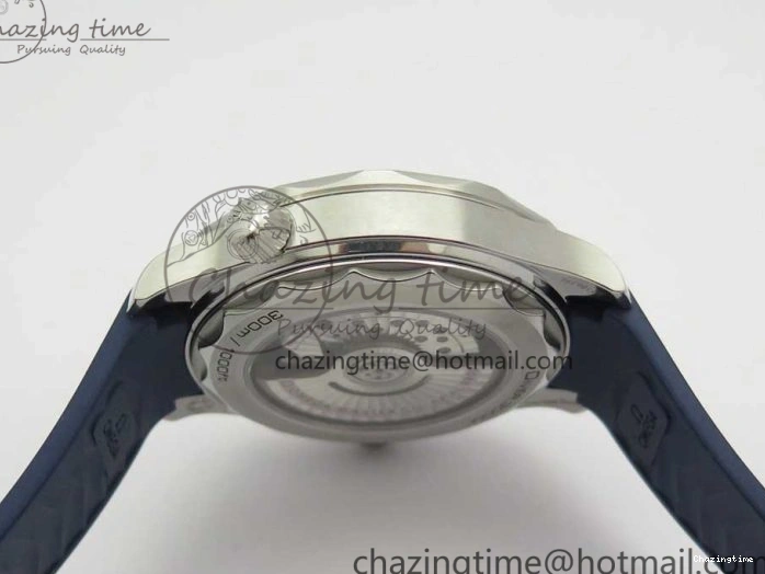 0406 StreetReady 2018 Seamaster Diver 300M VSF 1:1 Best Edition Blue Ceramic Gray Dial on Blue Rubber Strap A8800 V2 (Black Balance Wheel) 7963